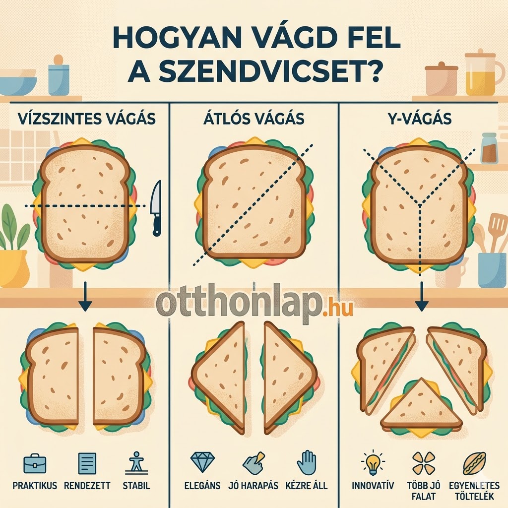 Vízszintesen, átlósan vagy Y-ban? Meglepően sokat számít, hogyan vágod fel a szendvicset Vízszintesen, átlósan vagy Y-ban? Meglepően sokat számít, hogyan vágod fel a szendvicset